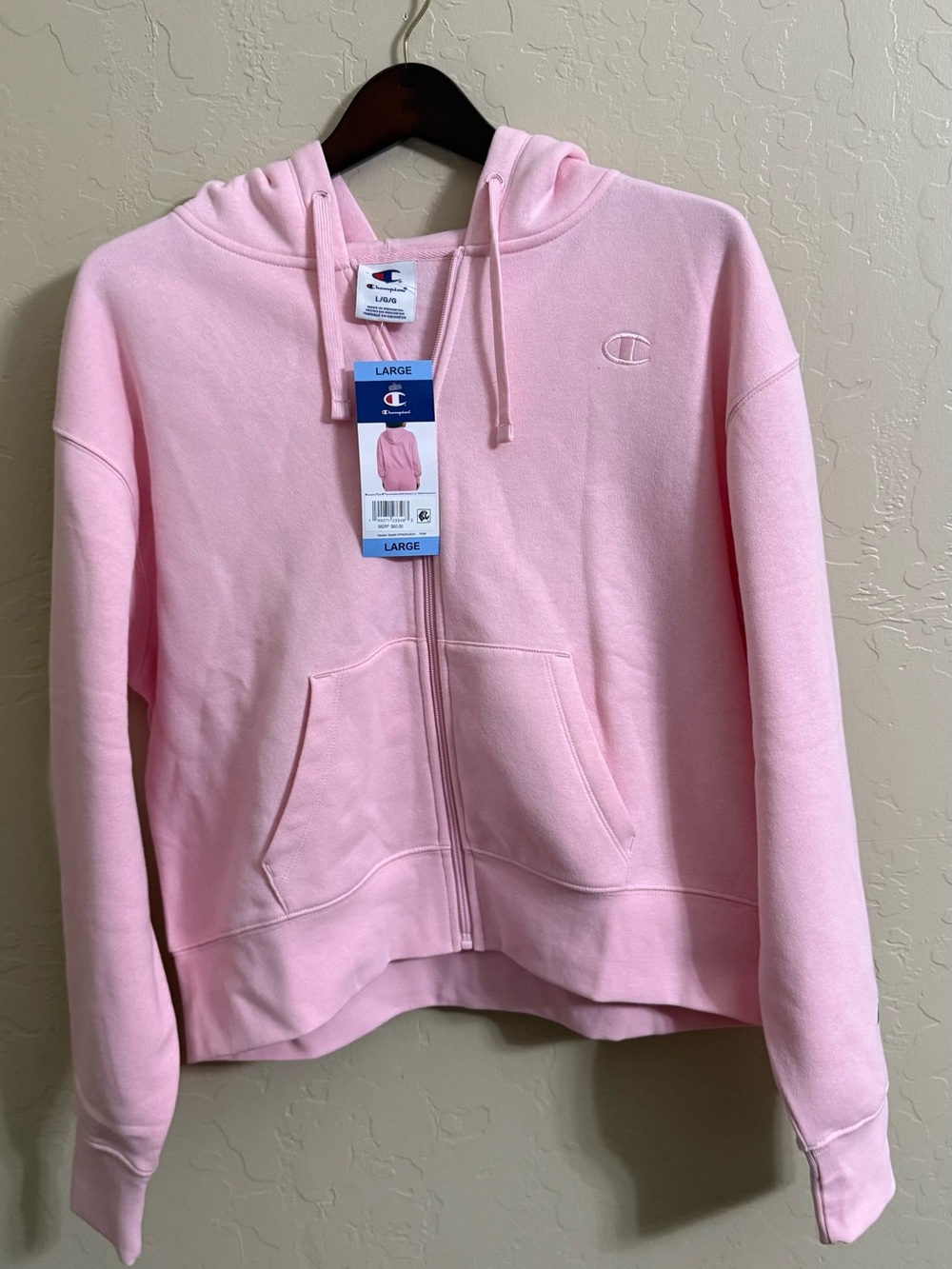 Champion Women’s Pink Full-Zip Fleece Hoodie Large NWT